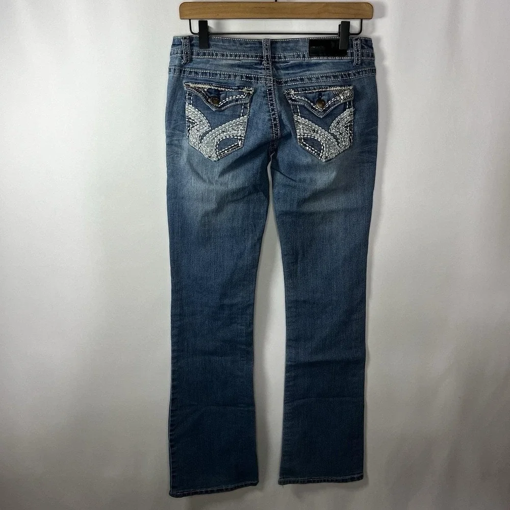 Y2K Rue21 TwentyOne Black‎ Jeans Women Sz 5/6R Light Wash Low Rise Slim Bootcut